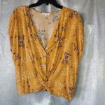 Mustard yellow persaya XL Floral front twisted top Photo 0