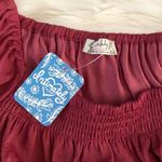 Free People Red Burgendy Wine Flowy Boho Silky Long Sleeve Boho Bodysuit Photo 7