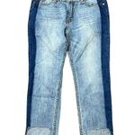 POL Size L 32 Jeans Two Toned Ankle Cropped Step Hem Blue Denim Mid Rise Women’s Photo 1