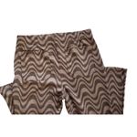 SO Leggings Women Large Pull On Pockets  High Rise Flare Zig Zag Stripe Brown Photo 4