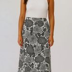 Hot Cotton Linen Maxi Skirt Black White Floral Print Double Side Slits Sz M💚 Size M Photo 0