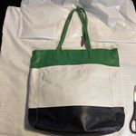 Cynthia Rowley Green White Blue Color Block Leather Purse Shoulder Bag Tote Photo 4