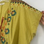 Natural Life  Boho Top Green Floral Embroidered Tassels Split Neck Hippie Size XL Photo 2