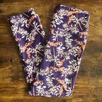 Fabletics Power Hold Purple Floral Leaf Cropped Leggings Photo 1