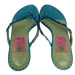 Lilly Pulitzer Vintage Thong Kitten Heel Sandals Teal Green 6.5 Photo 6