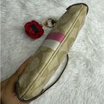 Coach y2k Stripe Pink White Tan Mini Purse Wristlet Photo 2