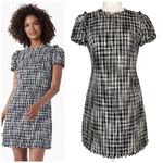 Kate Spade  Boucle Tweed Sheath Dress Women's 4 Fringe Lined Black White Textured Photo 1
