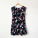 1. State State Black Floral Print Smock Flutter Sleeve Ruffle Mini Dress Large Women Photo 3