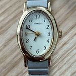 Timex Vintage Ladies Watch Gold-Tone Case Matte Stainless Bracelet White Dial Photo 2