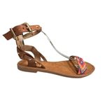 Saks 5th AVe Vintage Havana Cherie Embroidered Sandals Womens size 8 Aztec Boho‎ Orange Photo 3