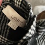 Loft Black and White Plaid Pleated Ruffle Neck Blouse Photo 6