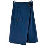 SEA NY Blue Cotton Big Button Pocket Wrap Front Skirt Size 4 Photo 1