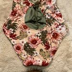 Kona Sol ‎ Swimsuit Size Large One Piece Floral Knit Plunge Detail Pink Neutral Photo 5