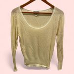 Vintage 90’s banana cream pointelle lightweight semi sheer wool blend lace top Yellow Size M Photo 1