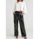 Anthropologie MAEVE x  Faux Patent Leather Sporty Wide Leg Pants, Black, XS Photo 3