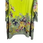 Kelly Clinton Lightweight Bright Yellow Green Floral 3/4 Sleeve Pullover Top 24 Photo 2