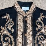 Soft Surroundings  Vintage 100% Wool Floral Embroidered Jacket Cardigan‎ Black XS Photo 2