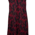 Vintage 90s Studio 1 Red Black Floral Ruffle Trim Midi Dress Grunge Indie Goth Size 10 Photo 0
