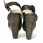 Coach  Jazlyn Black Platform Sandals Peep Toe Wedges Stacked Wood Heel Size 9 Photo 5