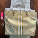 Lilly Pulitzer Mizner Tote Gold Metallic NEW Photo 4