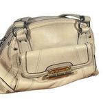 B Makowsky B. Makowsky Cream Leather Satchel Zipper Top Bag Women Photo 0
