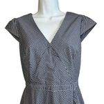 J.Crew  Faux Wrap Gingham Cotton Poplin Mini Dress Blue/White  EUC‎ Size 0 Photo 2