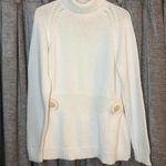 525 America  Cream Turtleneck Sweater with Button Belted Detail Size Extra Large Photo 3