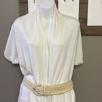 Michael Kors Cream Short Sleeve Cardigan Sweater Tunic with Beige Belt- Small Photo 1