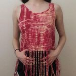 Pink Acid Wash Tie Dye Tank Top Fringe Photo 0