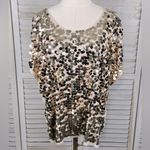 Apt. 9  Gold Sequin Short Sleeve Tee-Large Photo 0