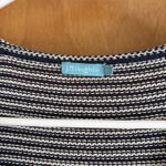 J. McLaughlin  Navy Blue &‎ White Striped Knit V-Neck Pullover Sweater Top XL Photo 1