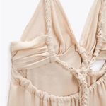 ZARA  ivory/cream gauzy maxi dress side slit with braided rope details. S… Photo 7