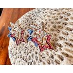 Patriotic Star Earrings Crystals Posts July 4th, Veterans Memorial Labor… Red Photo 9