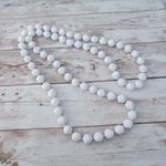 Vintage Necklace White Faceted Beads Retro Statement Necklace 35" Photo 5