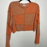 Le lis  long sleeve patchwork cropped top orange peach womens size small trendy Photo 0