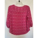 Violet+Claire Women's Geometric Print Tie Front Blouse Pink White Size Medium Photo 5