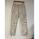 ZARA  Newspaper Print Straight Leg Jeans Raw Hem Viral Influencer Size 8 Photo 2