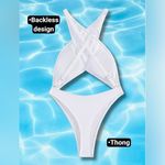 Kaei&Shi One Piece Swimsuit Women Cut Out Criss Cross Thong Monokini White L Size L Photo 5