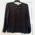 J. Crew Jeweled Bow Black Top/Blouse Medium Photo 1