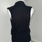 kim rogers Women’s Medium Faux Fur Knit Vest Black Zip Front Sleeveless Photo 2