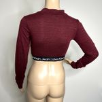 Calvin Klein  Maroon Logo Long Sleeve Crop Top Photo 2