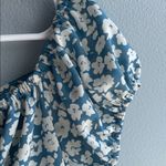 Zaful Blue and White Puff Sleeve Off-Shoulder Mini Dress Photo 4