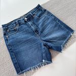 American Eagle Medium Blue Denim Cutoff Raw Hem Mom Short Size 2 Photo 8