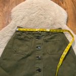 Bershka  Skirt Button Front Size‎ 4 Olive Green Front Pockets Denim Mini A Line Photo 1