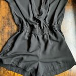 BCBGMAXAZRIA Black Deep Cut Cap Sleeve Romper Photo 1