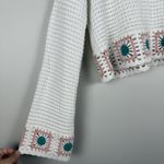 Sincerely Jules‎ Crochet Sweater L Cream Long Sleeve Floral Patch Cottage Boho Size L Photo 4