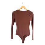 Abercrombie & Fitch Brown Long-Sleeve Slinky Hook-and-Eye Bodysuit Size S Photo 3