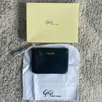 NWT GiGi New York Black Embossed Python Leather 4" x 6" Coin Purse Pouch Gold Photo 1