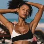 l*space L  High Tide Bikini Top Colorblock Scoop Neck Bralette Black White D Cup Photo 2