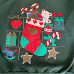 Vintage Ugly Christmas Sweatshirt Adult Medium Green Stocking 90s Shirt Top Photo 3